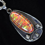Certified 925 Sterling Silver 47 Ct Unique Oval Natural Opal Gemstone Pendant