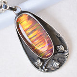 Certified 925 Sterling Silver 47 Ct Unique Oval Natural Opal Gemstone Pendant