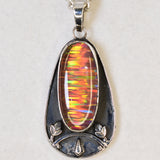 Certified 925 Sterling Silver 47 Ct Unique Oval Natural Opal Gemstone Pendant