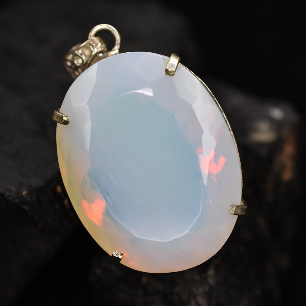159.9 Ct Multicolor CERTIFIED Opal 925 Sterling Silver Oval Cut Pendant Gemstone