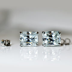 Beautiful Emerald 16.60 Ct Synthetic White Moissanite Earring Pair Free Delivery