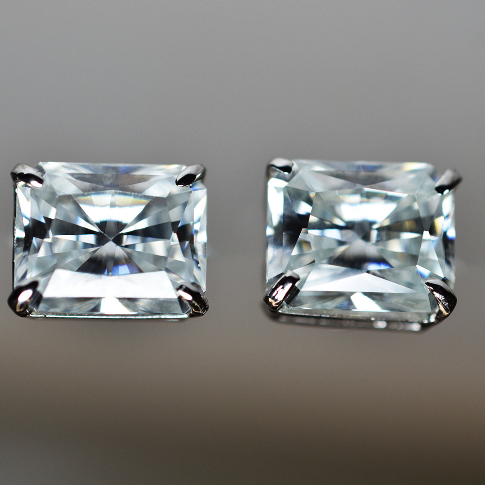 Beautiful Emerald 16.60 Ct Synthetic White Moissanite Earring Pair Free Delivery