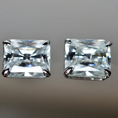 Beautiful Emerald 16.60 Ct Synthetic White Moissanite Earring Pair Free Delivery