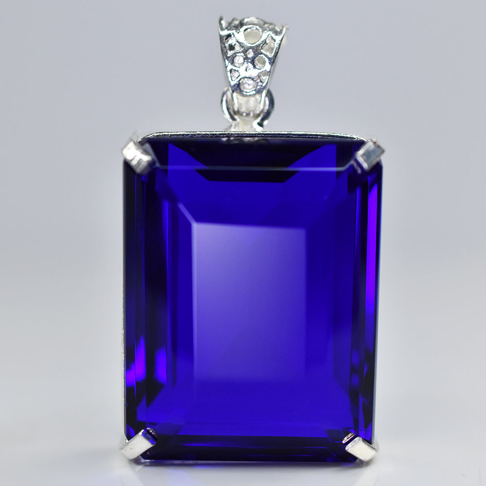 Brazilian CERTIFIED 165.3 Ct Topaz Pendant 925 Sterling Silver Blue Emerald Gems