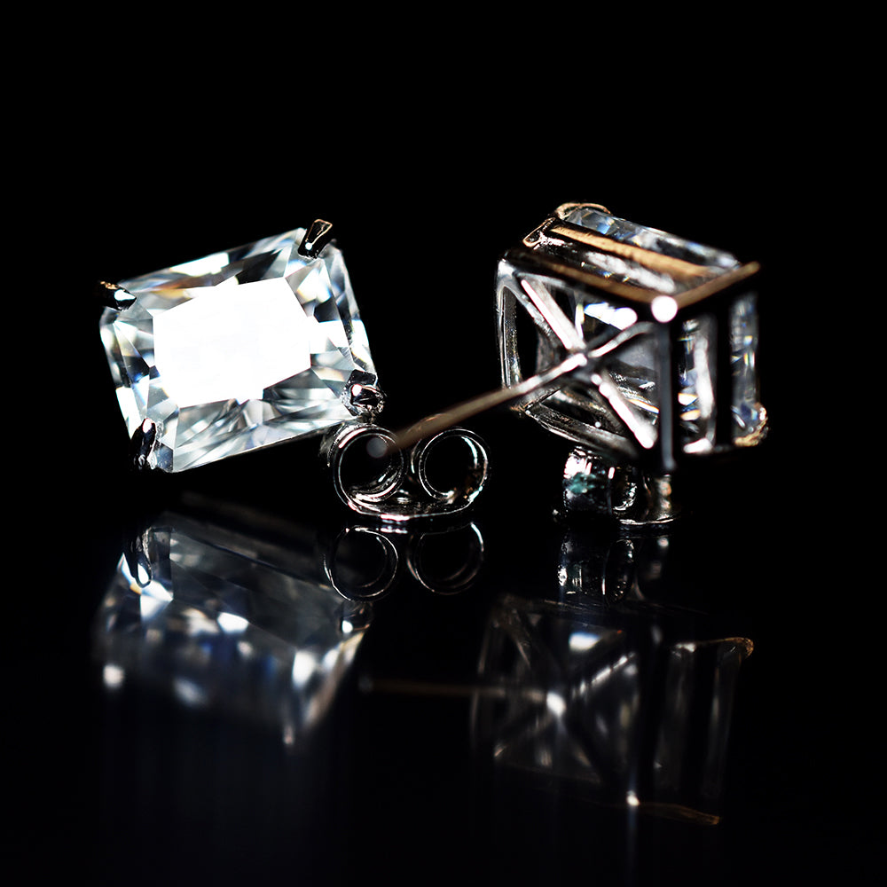 Beautiful Emerald 16.60 Ct Synthetic White Moissanite Earring Pair Free Delivery