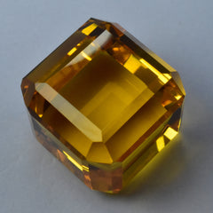 Cube Cut Lab-Created YELLOW Sapphire 51.84 Ct Loose Gemstone CERTIFIED Huge Size