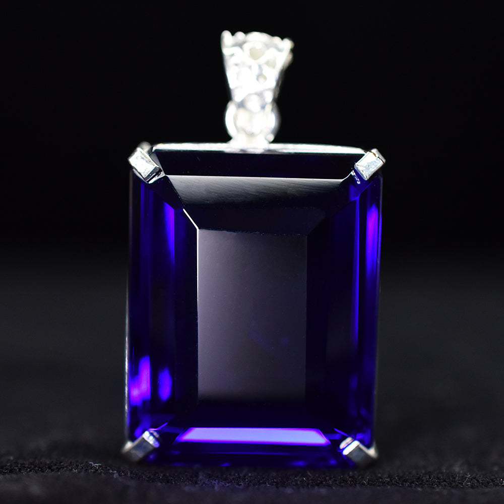 Brazilian CERTIFIED 165.3 Ct Topaz Pendant 925 Sterling Silver Blue Emerald Gems