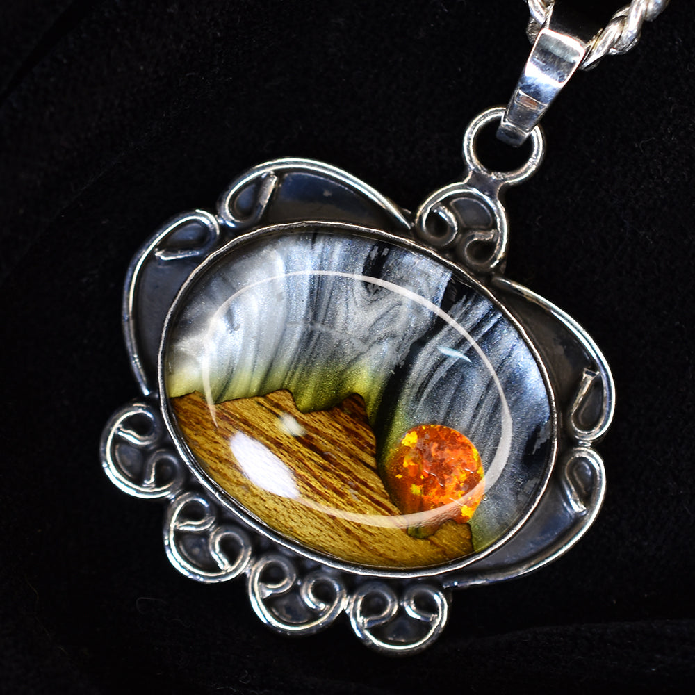 Brazilian Natural Opal CERTIFIED 56.25 Ct Sterling Silver Pendant Gem Oval Cut