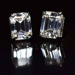 Flawless Emerald Cut 17.15 Ct Synthetic White Moissanite Earring Pair Free Gift