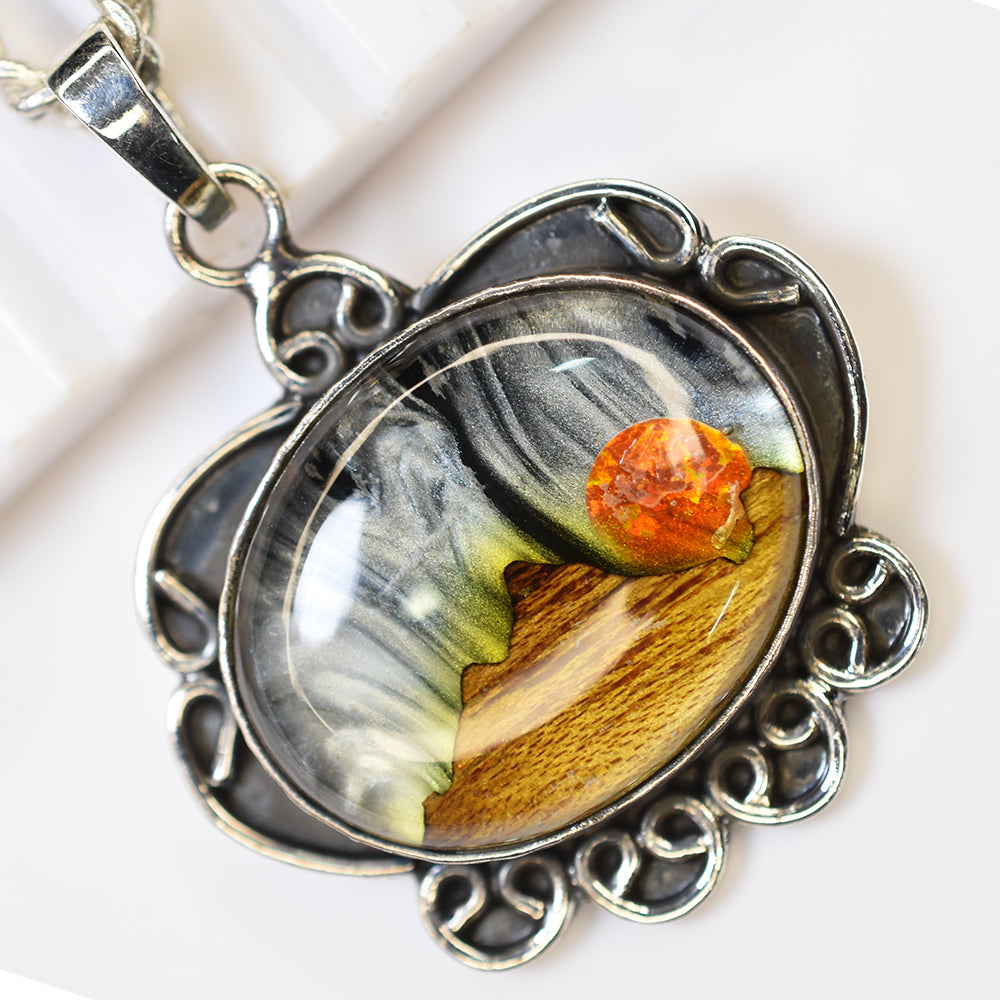 Brazilian Natural Opal CERTIFIED 56.25 Ct Sterling Silver Pendant Gem Oval Cut