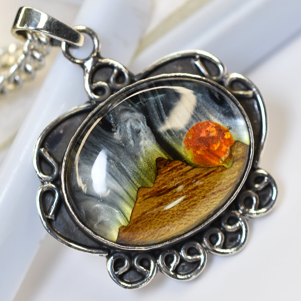 Brazilian Natural Opal CERTIFIED 56.25 Ct Sterling Silver Pendant Gem Oval Cut