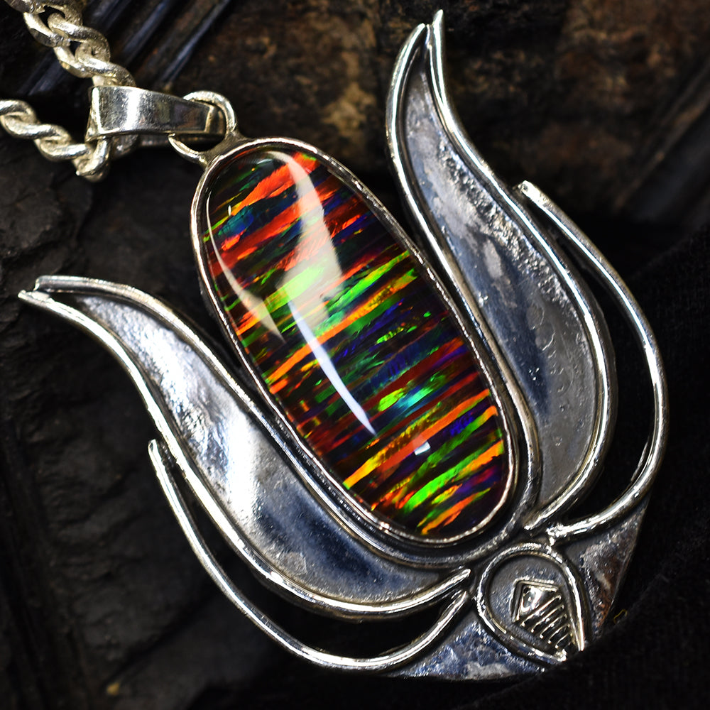 Natual AA++ CERTIFIED 59 Ct Oval Cut Opal 925 Sterling Silver Gemstone Pendant