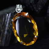 925 Sterling Silver 78.1 Ct CERTIFIED Topaz Oval Cut Orange Gemstone Pendant