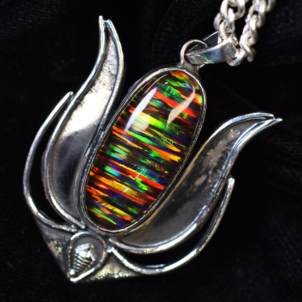 Natual AA++ CERTIFIED 59 Ct Oval Cut Opal 925 Sterling Silver Gemstone Pendant