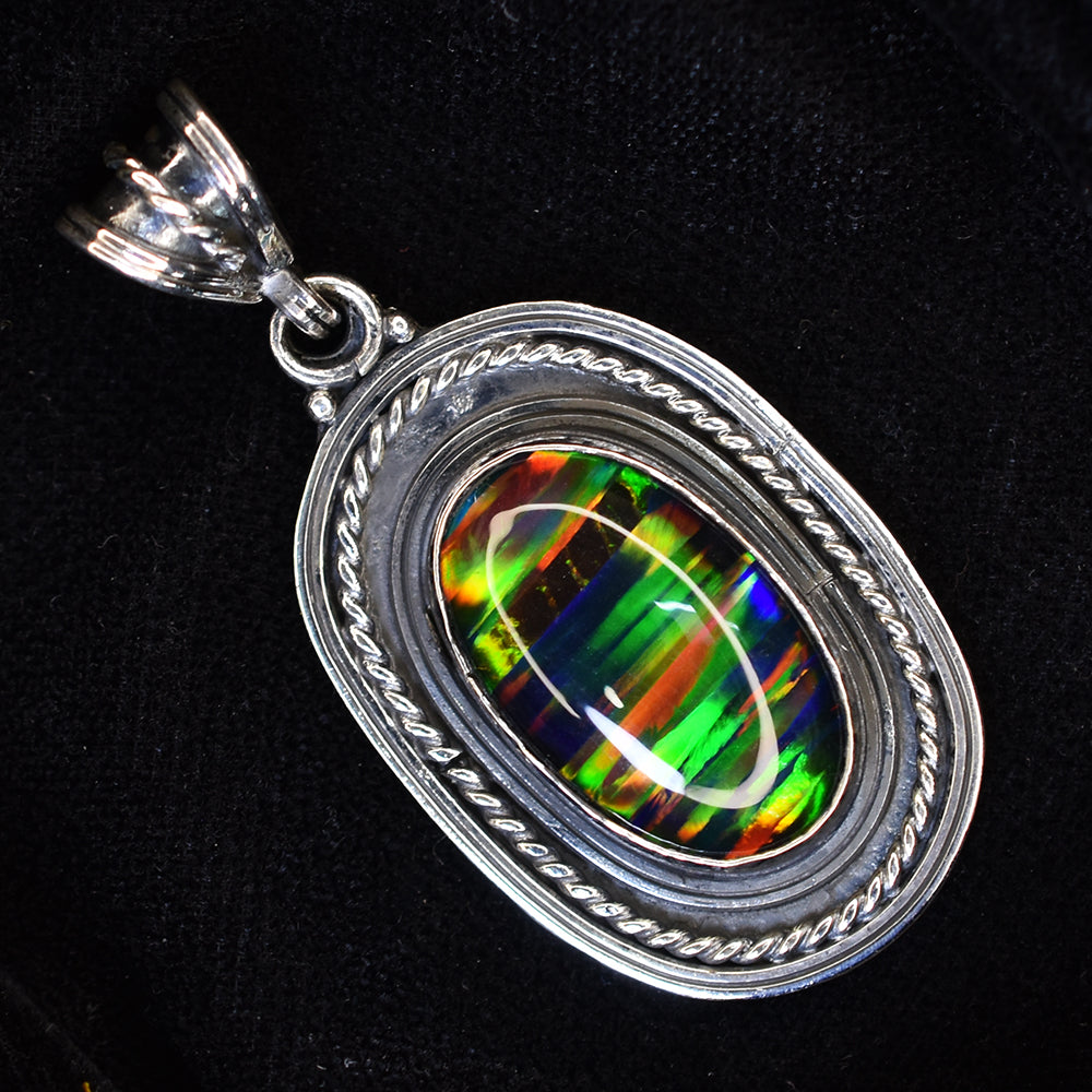 Beautiful Oval Cut 46 Ct Natural CERTIFIED Opal 925 Sterling Silver Pendant Gems