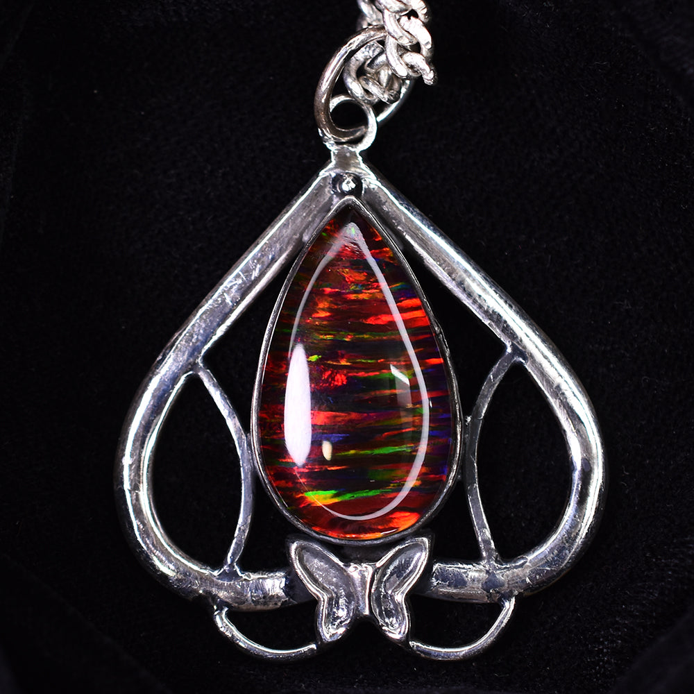 CERTIFIED Natural 44.15 Ct Beautiful Pear Cut Opal Stone Silver Pendant Jewelry