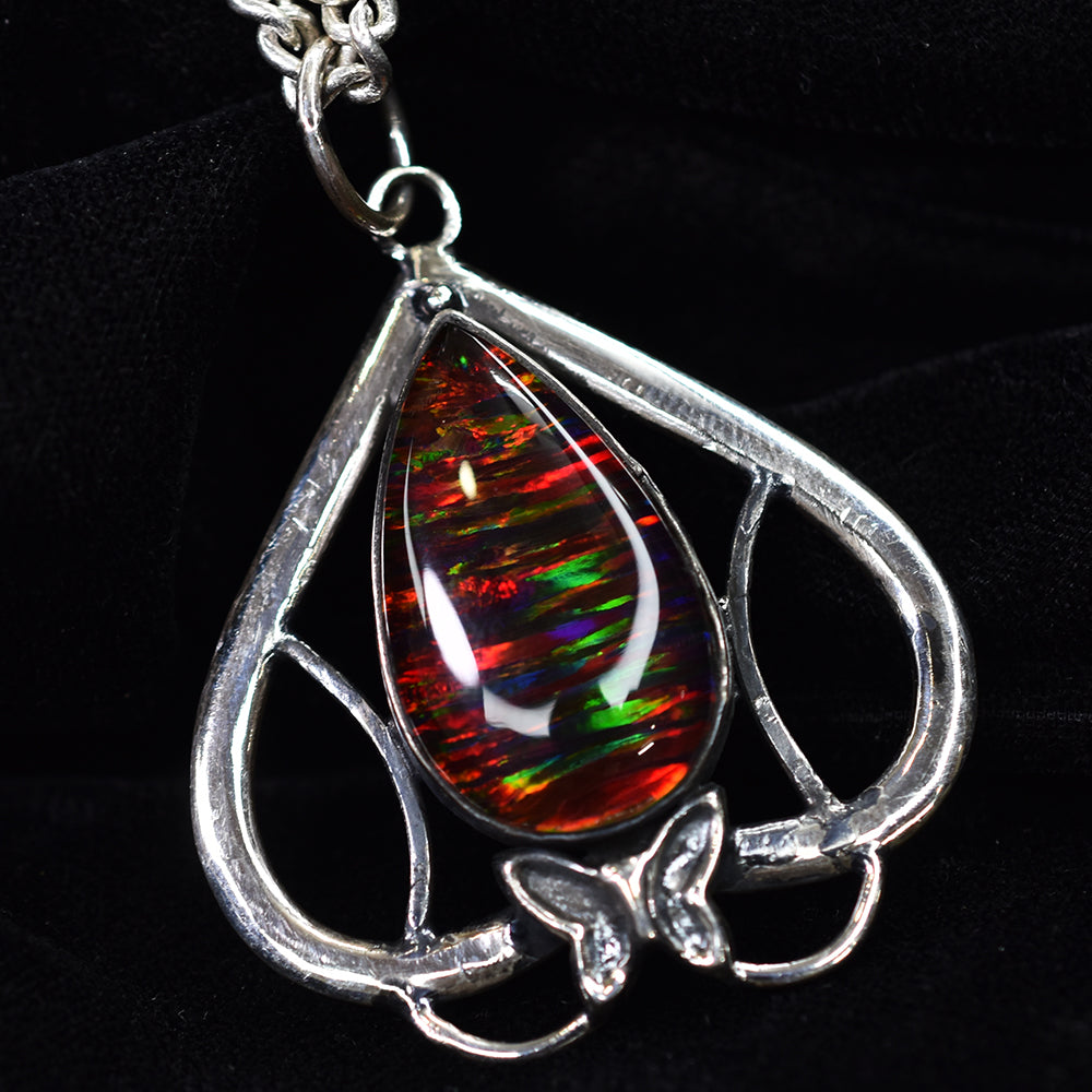 CERTIFIED Natural 44.15 Ct Beautiful Pear Cut Opal Stone Silver Pendant Jewelry