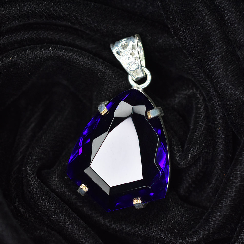 A Grade 63.3 Ct CERTIFIED Tanzanite 925 Sterling Silver Fancy Pendant Jewelry