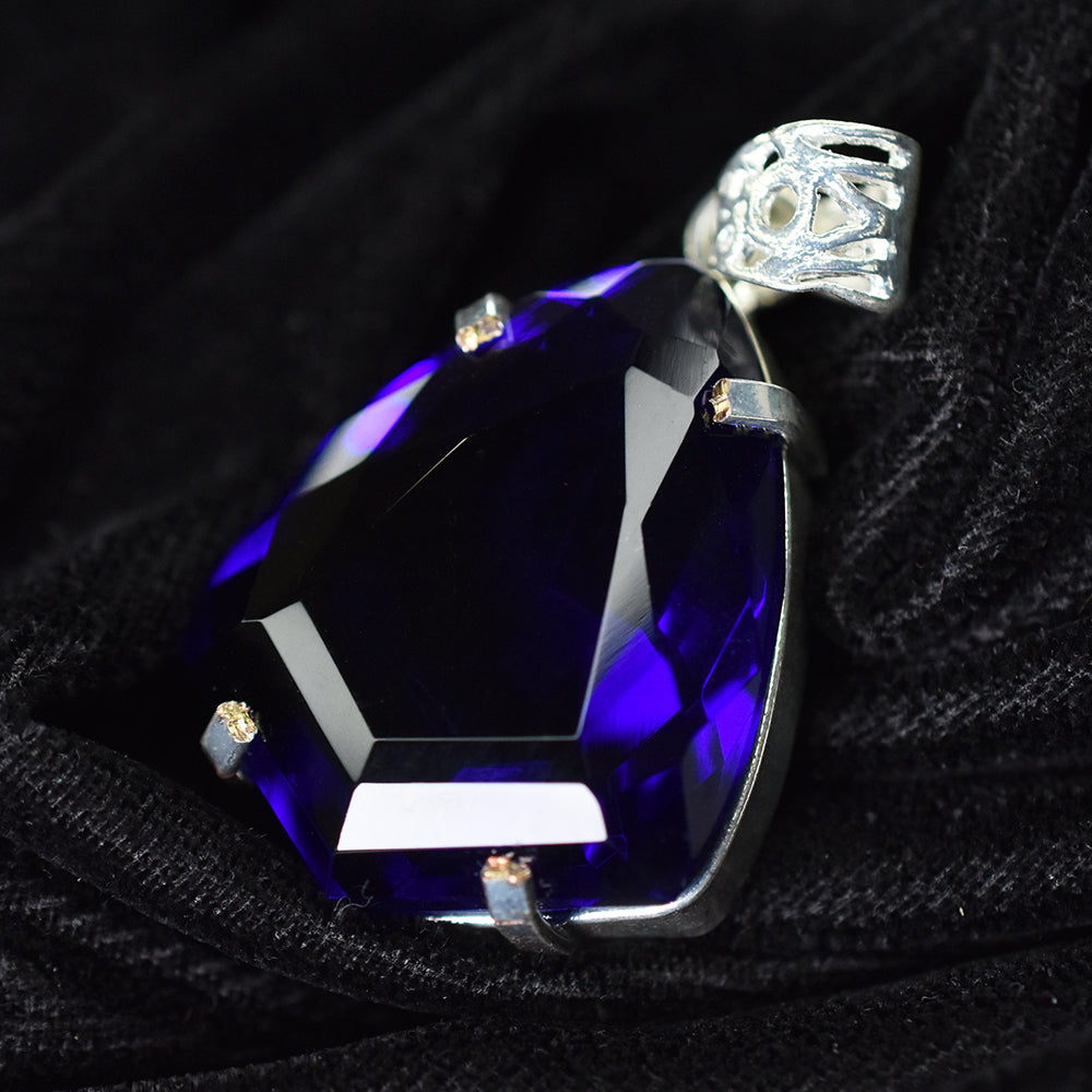 A Grade 63.3 Ct CERTIFIED Tanzanite 925 Sterling Silver Fancy Pendant Jewelry