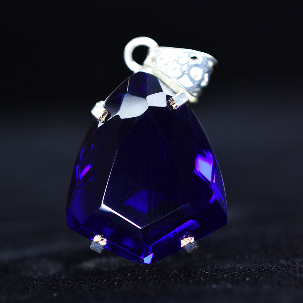 A Grade 63.3 Ct CERTIFIED Tanzanite 925 Sterling Silver Fancy Pendant Jewelry
