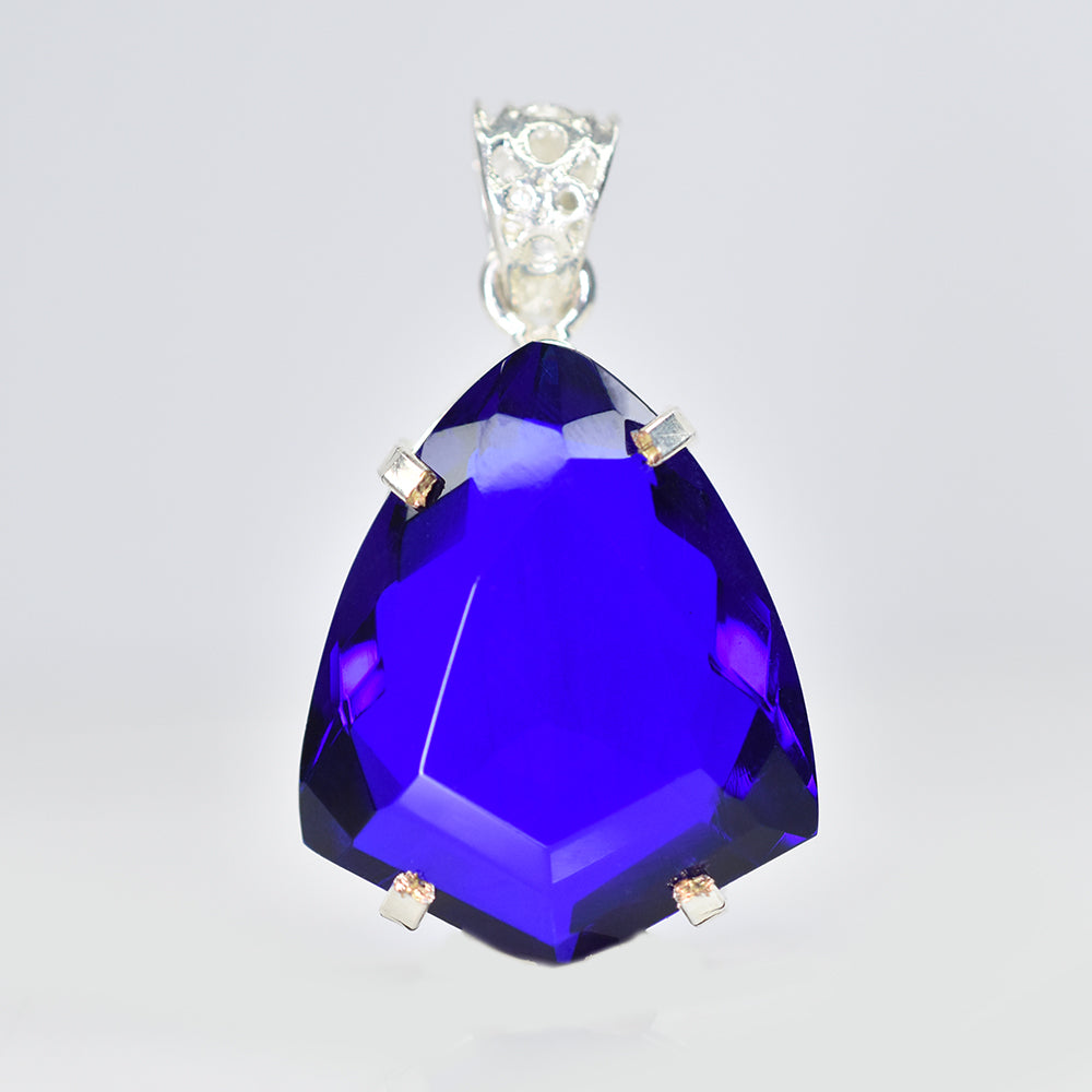 A Grade 63.3 Ct CERTIFIED Tanzanite 925 Sterling Silver Fancy Pendant Jewelry