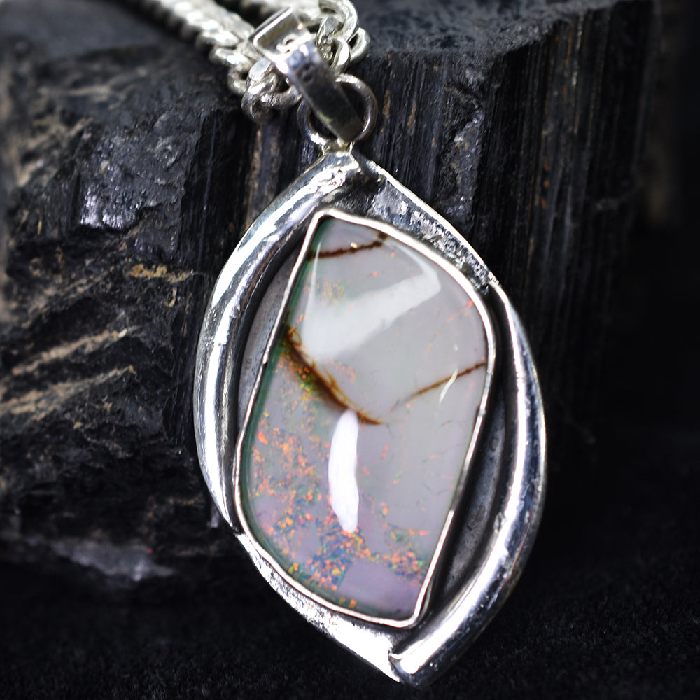 sterling silver opal pendant