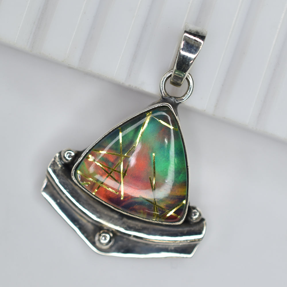 925 Sterling Silver 38 Ct Trillion Cut Natural CERTIFIED Stone Pendant Jewelry