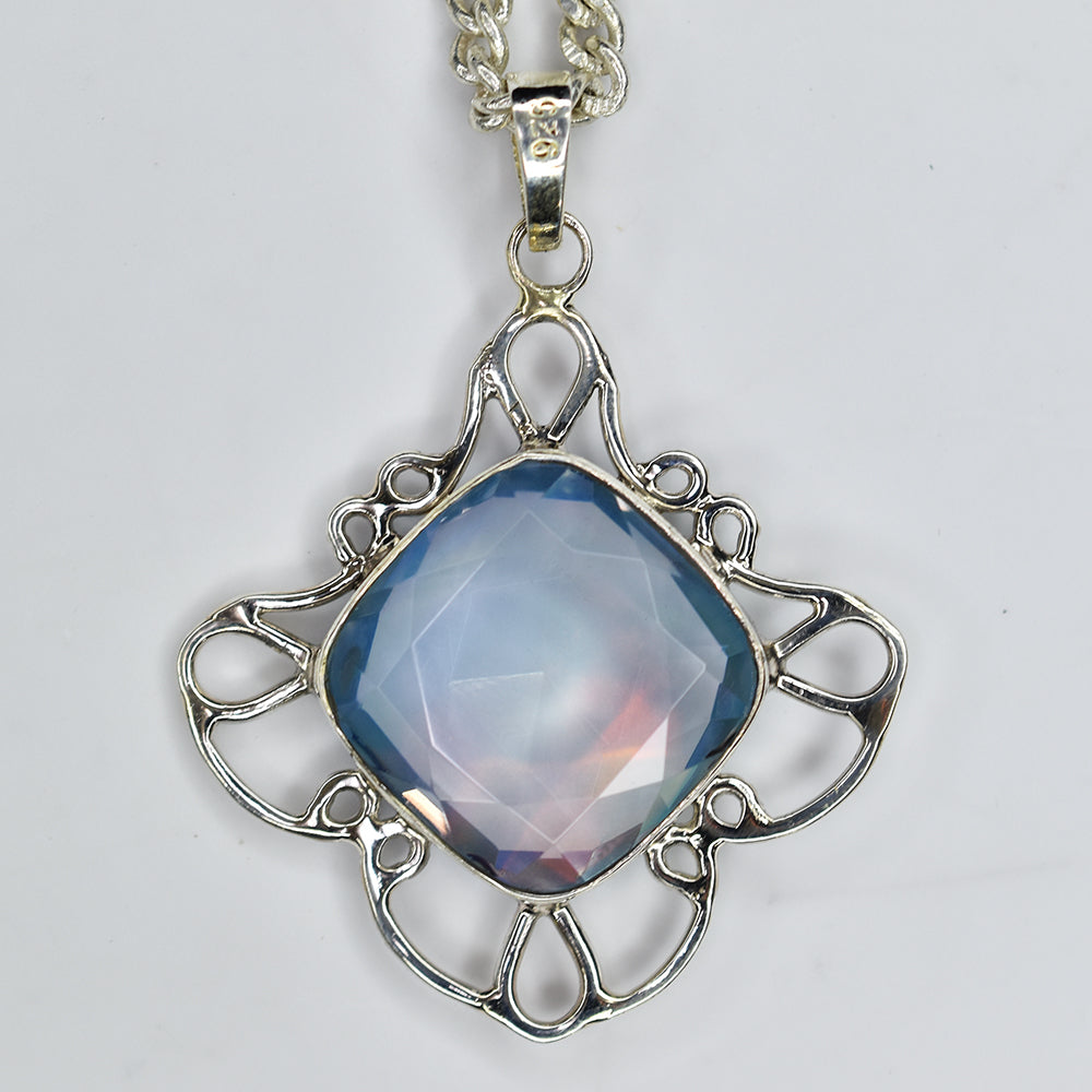 Natural 46 Ct Square Cushion Cut CERTIFIED Opal Gems Pendant Best Gift For Dad