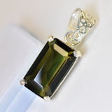925 Sterling Silver CERTIFIED 24 Ct Natural Green Tourmaline Emerald Pendant