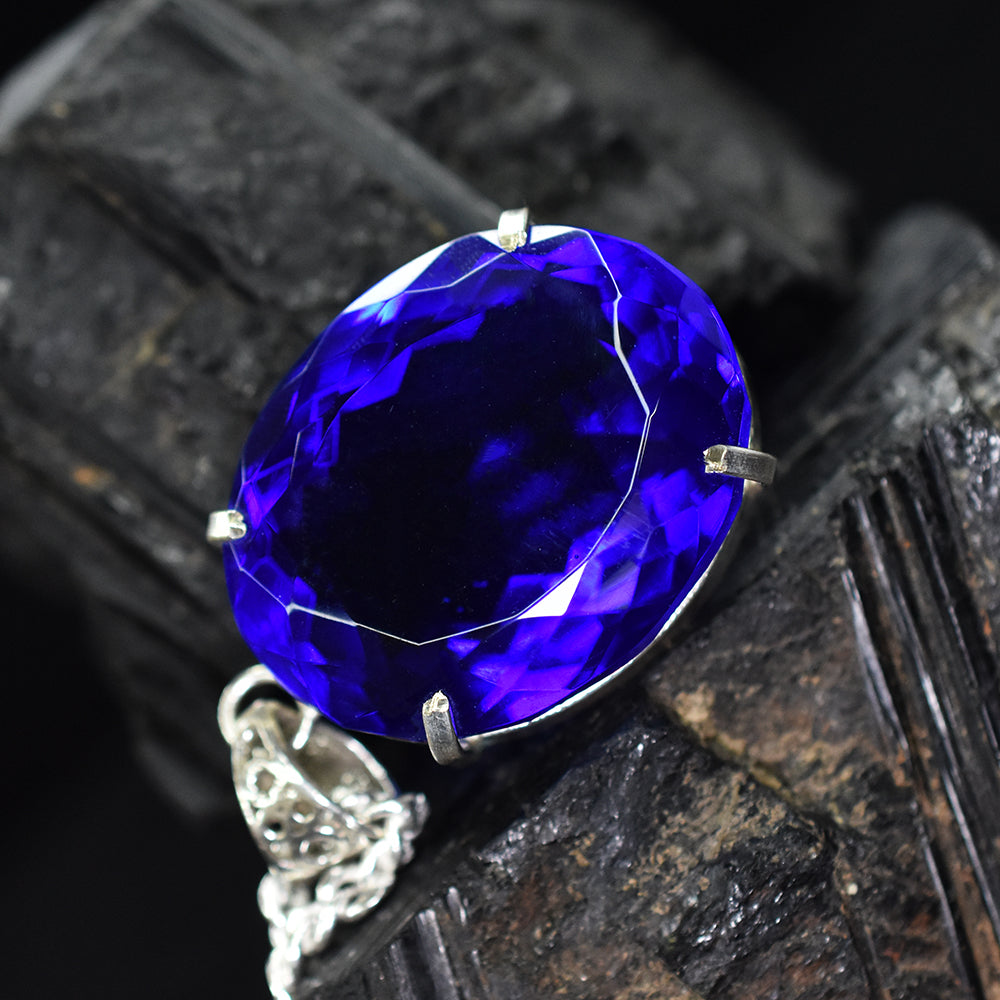 120.25 Ct Lab Created Blue Sapphire CERTIFIED Oval Pendant 925 Sterling Silver