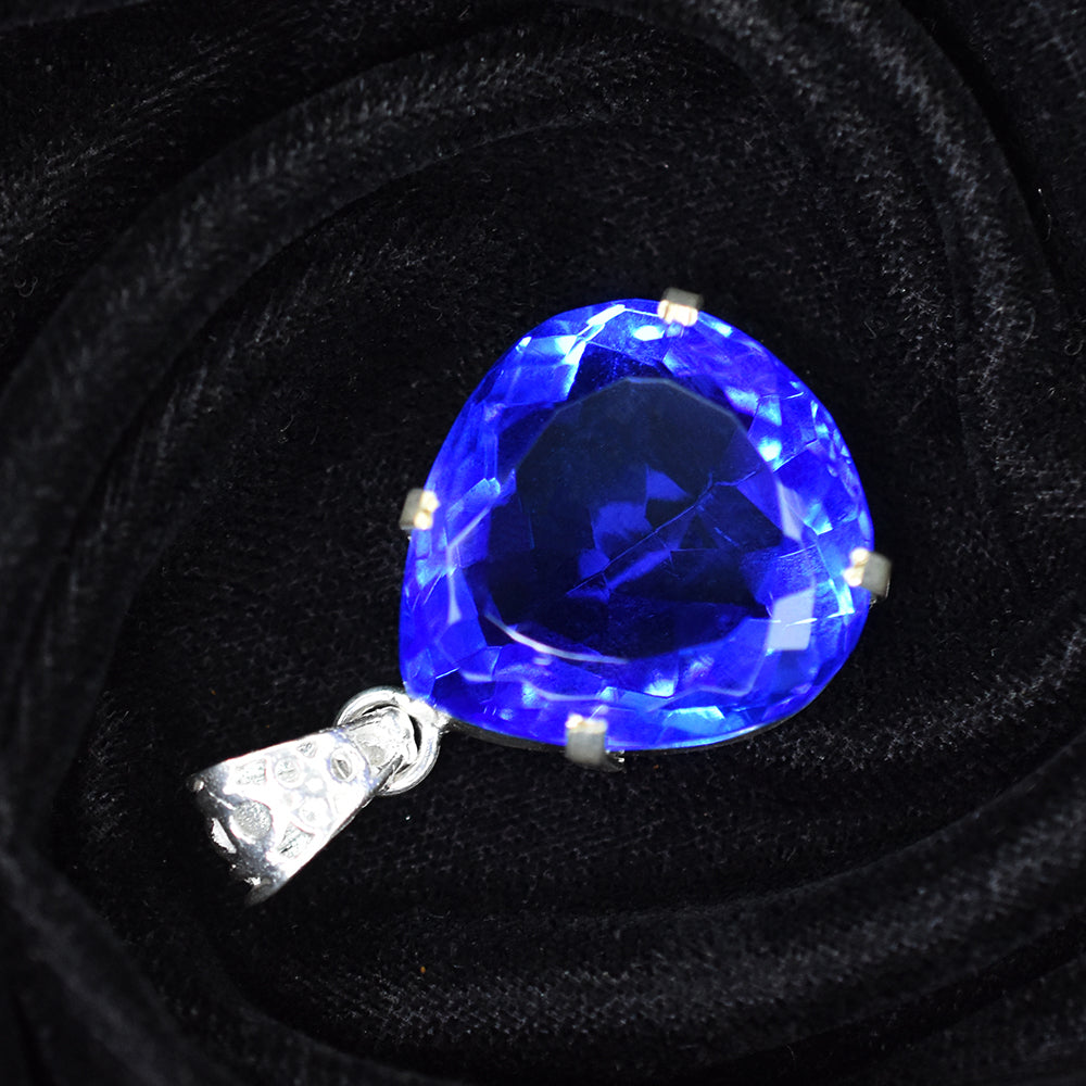 CERTIFIED 51.55 Ct Natural Blue Topaz 925 Sterling Silver Pear-Shaped Pendant