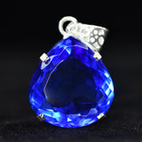 CERTIFIED 51.55 Ct Natural Blue Topaz 925 Sterling Silver Pear-Shaped Pendant