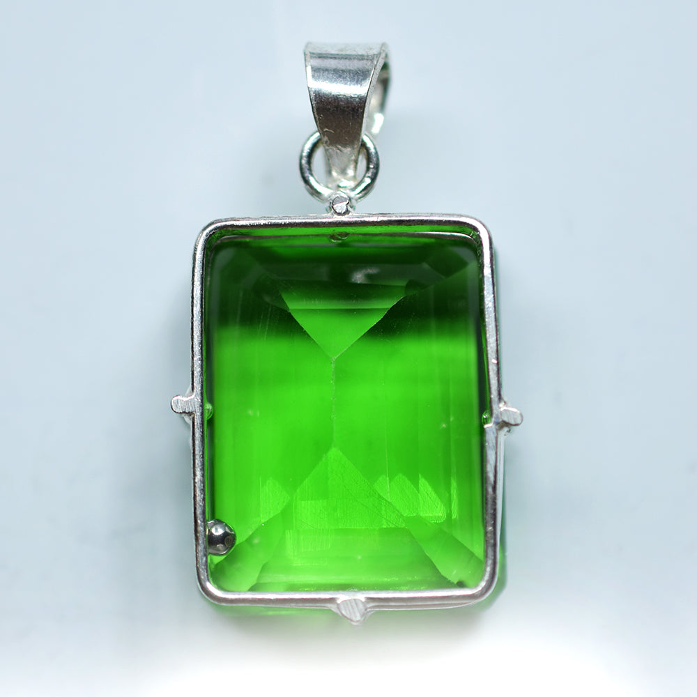 112.3 Ct Lab-Created Peridot Pendant 925 Sterling Silver Gem Tested Quality