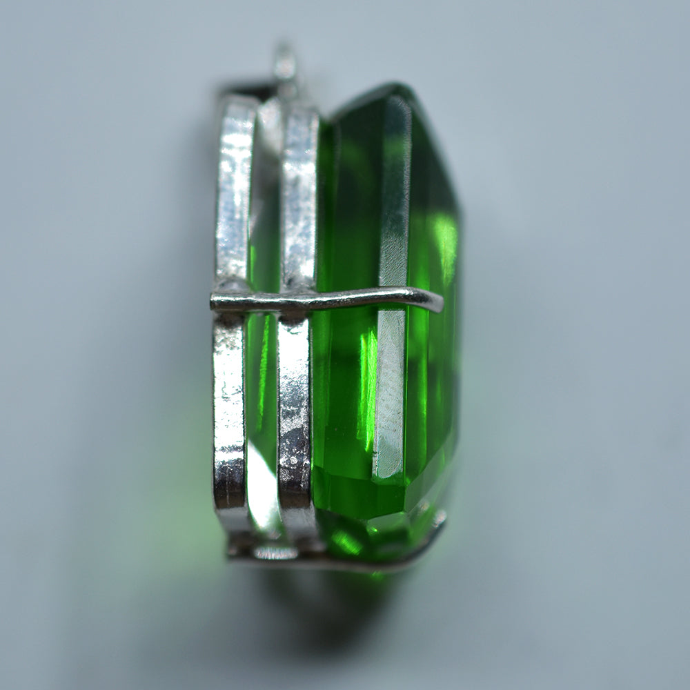 112.3 Ct Lab-Created Peridot Pendant 925 Sterling Silver Gem Tested Quality