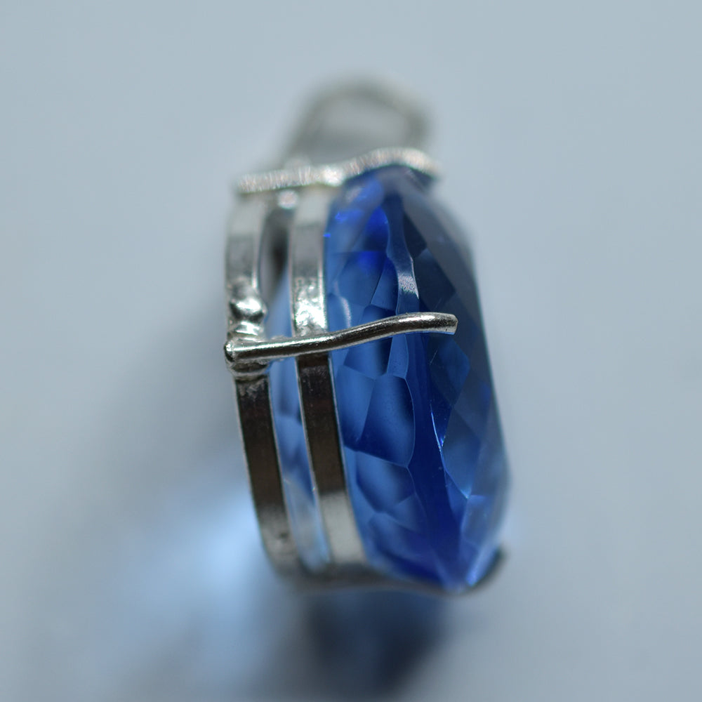 925 Sterling Silver Pendant Craft Supplies Blue Topaz Square 93.70 Ct Gems