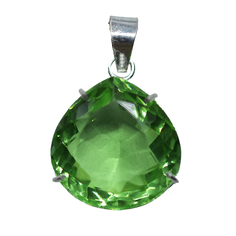 Gem-Verified Green Topaz 925 Sterling Silver Pendant 94.85 Ct Gems Lab Created