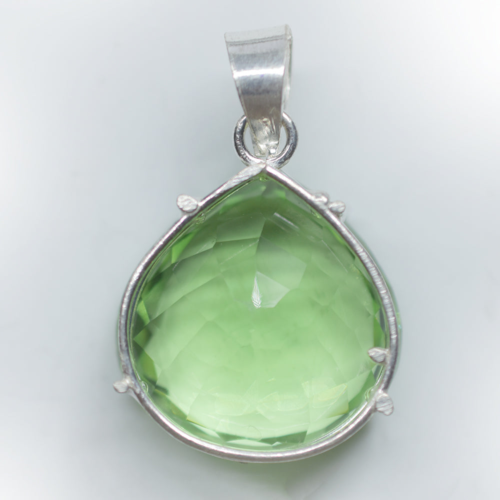 Gem-Verified Green Topaz 925 Sterling Silver Pendant 94.85 Ct Gems Lab Created