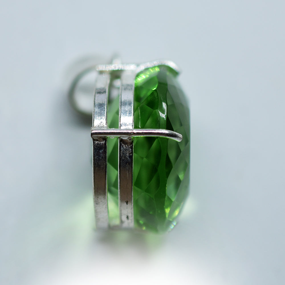 Gem-Verified Green Topaz 925 Sterling Silver Pendant 94.85 Ct Gems Lab Created