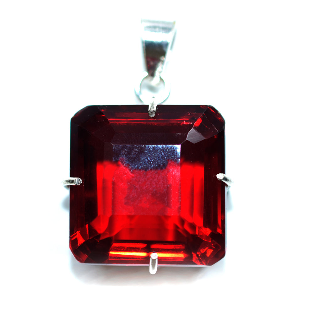 Brazil Red Topaz 925 Sterling Silver Pendant 98.60 Ct Square Guaranteed Gemstone