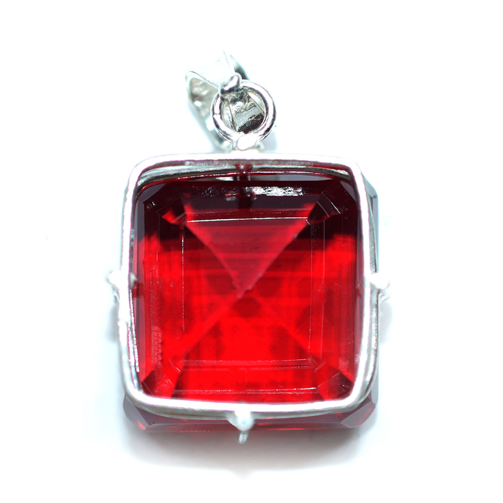 Brazil Red Topaz 925 Sterling Silver Pendant 98.60 Ct Square Guaranteed Gemstone