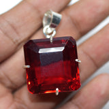 Brazil Red Topaz 925 Sterling Silver Pendant 98.60 Ct Square Guaranteed Gemstone