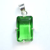 Free Delivery 925 Sterling Silver Pendant 56 Ct Topaz Green Emerald Cut Gemstone