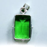 Free Delivery 925 Sterling Silver Pendant 56 Ct Topaz Green Emerald Cut Gemstone