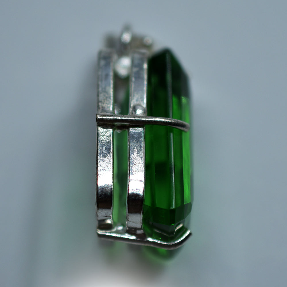 Free Delivery 925 Sterling Silver Pendant 56 Ct Topaz Green Emerald Cut Gemstone
