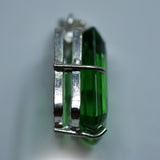 Free Delivery 925 Sterling Silver Pendant 56 Ct Topaz Green Emerald Cut Gemstone