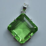 Green Topaz Pendant Square 127 Ct 925 Sterling Silver Gems CERTIFIED Natural