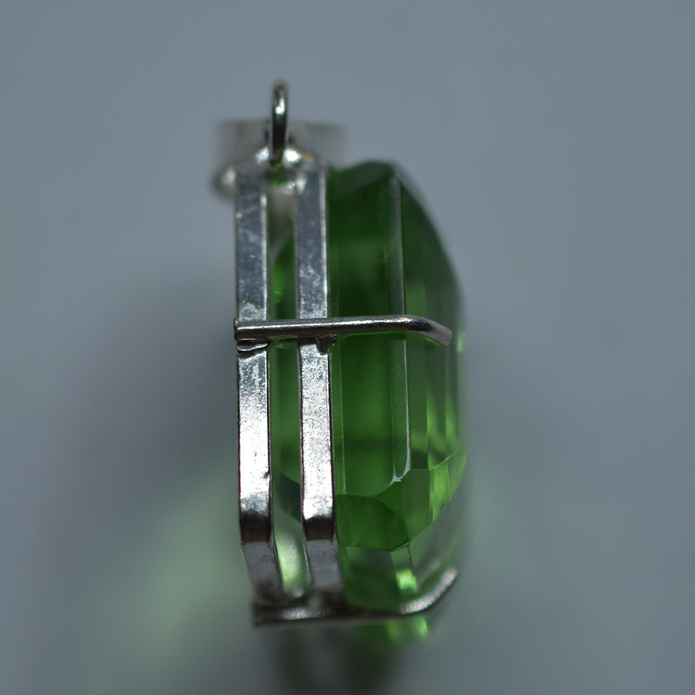 Green Topaz Pendant Square 127 Ct 925 Sterling Silver Gems CERTIFIED Natural