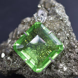 Green Topaz Pendant Square 127 Ct 925 Sterling Silver Gems CERTIFIED Natural