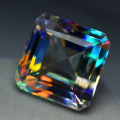 Lab-Created Rainbow MYSTIC Topaz 74 Ct Square Cut CERTIFIED Ring Size Gemstone