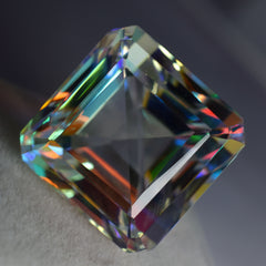 Lab-Created Rainbow MYSTIC Topaz 74 Ct Square Cut CERTIFIED Ring Size Gemstone